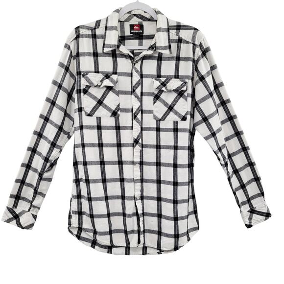 Quicksilver Black and White Plaid Collared Casual Button Up Shirt Men’s Size L - Picture 1 of 6